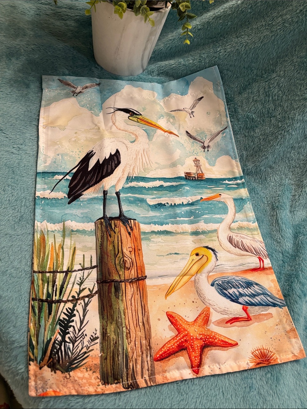 Coastal Egret Pelican Beach Marsh Sea Birds Small Fabric Garden Flag NWT